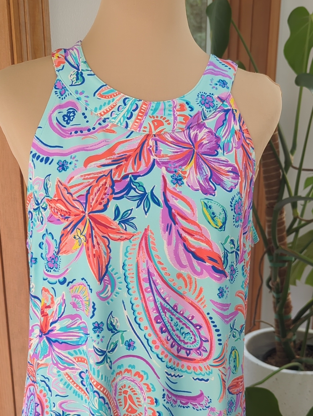 Stella Parker Collection Aqua Paisley Sleeveless Maxi Dress Size M